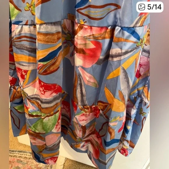 Umgee Light Blue Floral Maxi Dress with Multicolor Print Medium/large - Picture 5 of 11